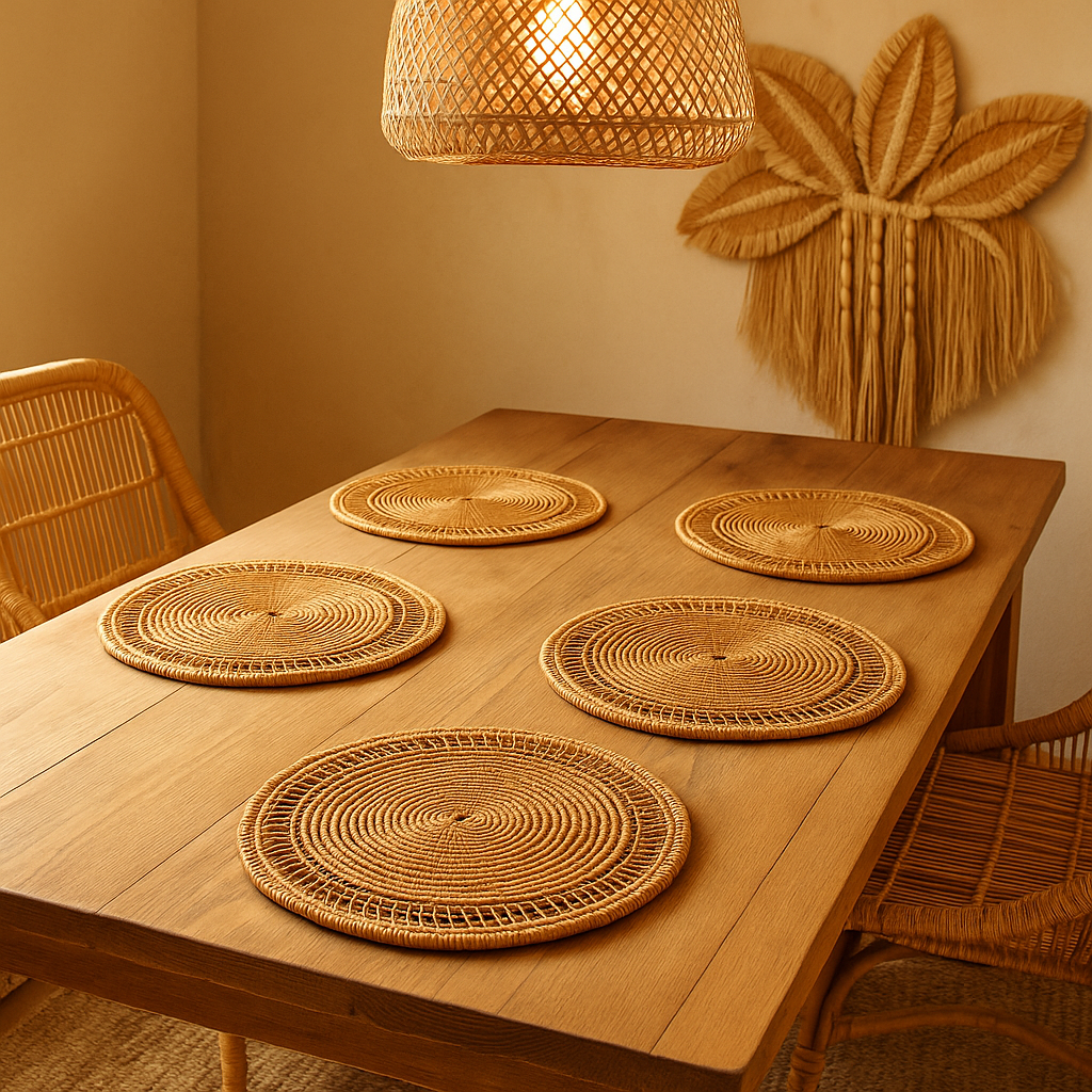 Sarno Rattan Supla & Duvar Dekoru  6'lı Set